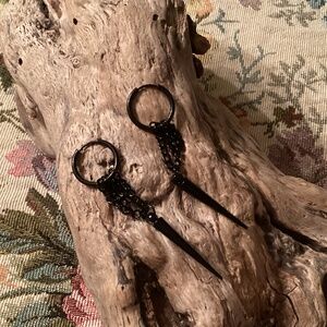 Black Chain / Spike / Hoop Earrings Hoops